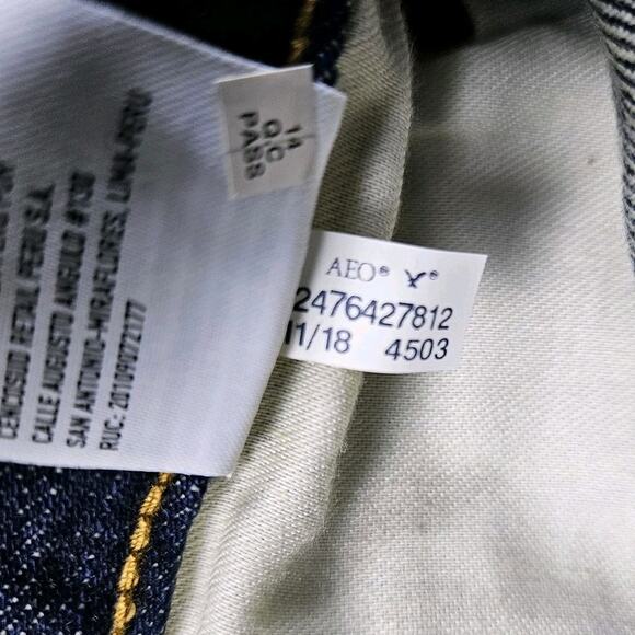 American Eagle Bootcut Jeans Mens 33x30 Dark Wash Blue Classic Whiskering Faded - Picture 11 of 14